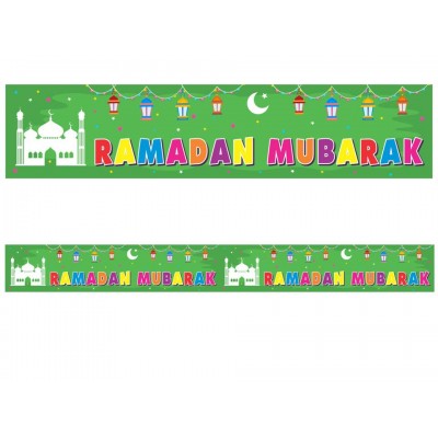 Double Banner - Ramadan Mubarak - Green (2 mtrs) 